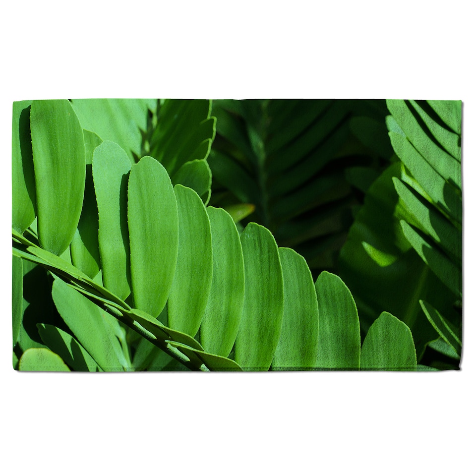 image 1 of Natural dark green leaves, long slender green leaves Designer Bath Towel | Multi