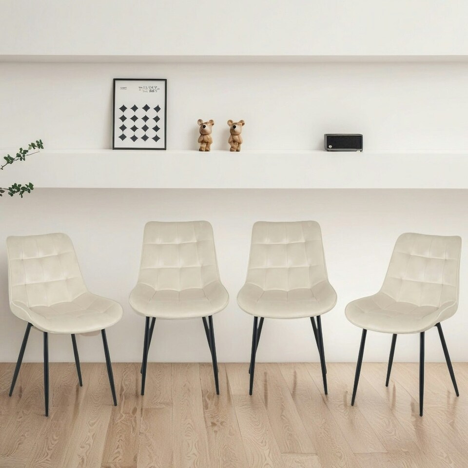 image 1 of Erica Plush Velvet Comfort Dining Chairs - Set of 4 Grey