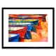 image 1 of Boats Pier Harbour Sunset Sea Colourful Oil Painting 9x7" Black Framed Wall Art Print