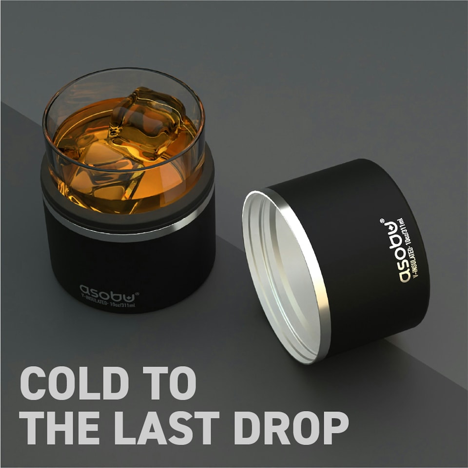 image 1 of Asobu Whiskey Glass with Insulated Stainless Steel Sleeve 311ml Black