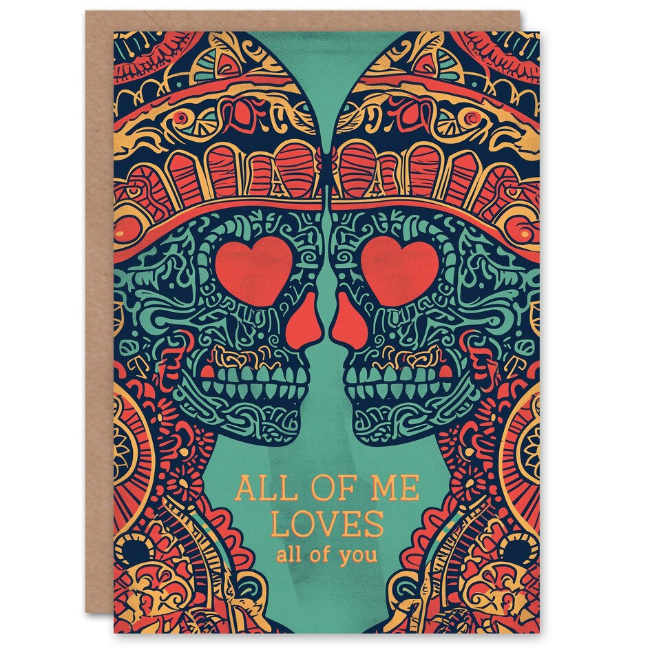 image 1 of All Me Sugar Skulls Love Anniversary Valentines Her Wife Card