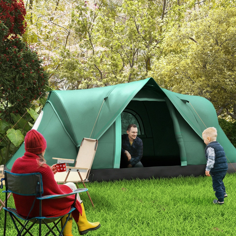 image 1 of Outsunny Outdoor  Camping Tent For 5-6 W/ Bag, Fibreglass & Steel Frame