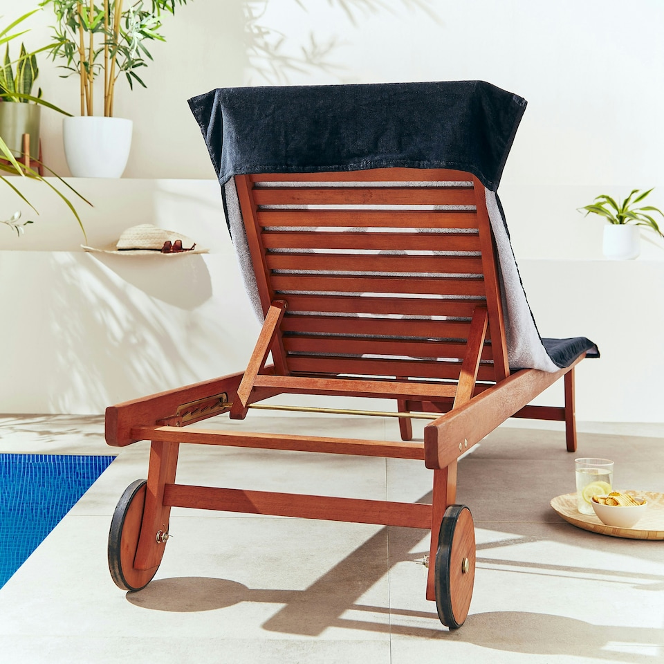 image 1 of Catherine Lansfield Reserved Black/White Beach Towel Lounger Black
