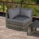 image 1 of Outsunny Outdoor PE Rattan Corner Sofa, Garden Wicker Furniture Single Sofa Chair w/ Cushions, Deep Grey | Grey | One Size