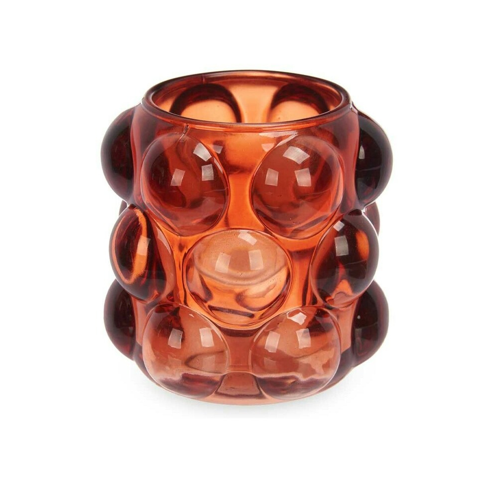 image 1 of Candleholder Microbeads Orange Crystal 8,4 x 9 x 8,4 cm (12 Units) N/A