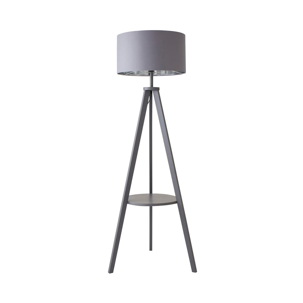 ValueLights Morrigan Modern Grey Tripod Floor Lamp Grey Shade