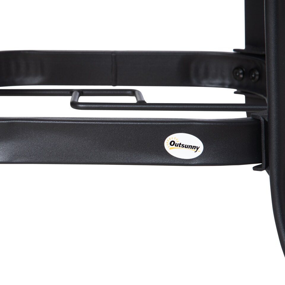 image 1 of Outsunny 106cm Round Garden Dining Table with Parasol Hole Tempered Glass Top Steel Frame