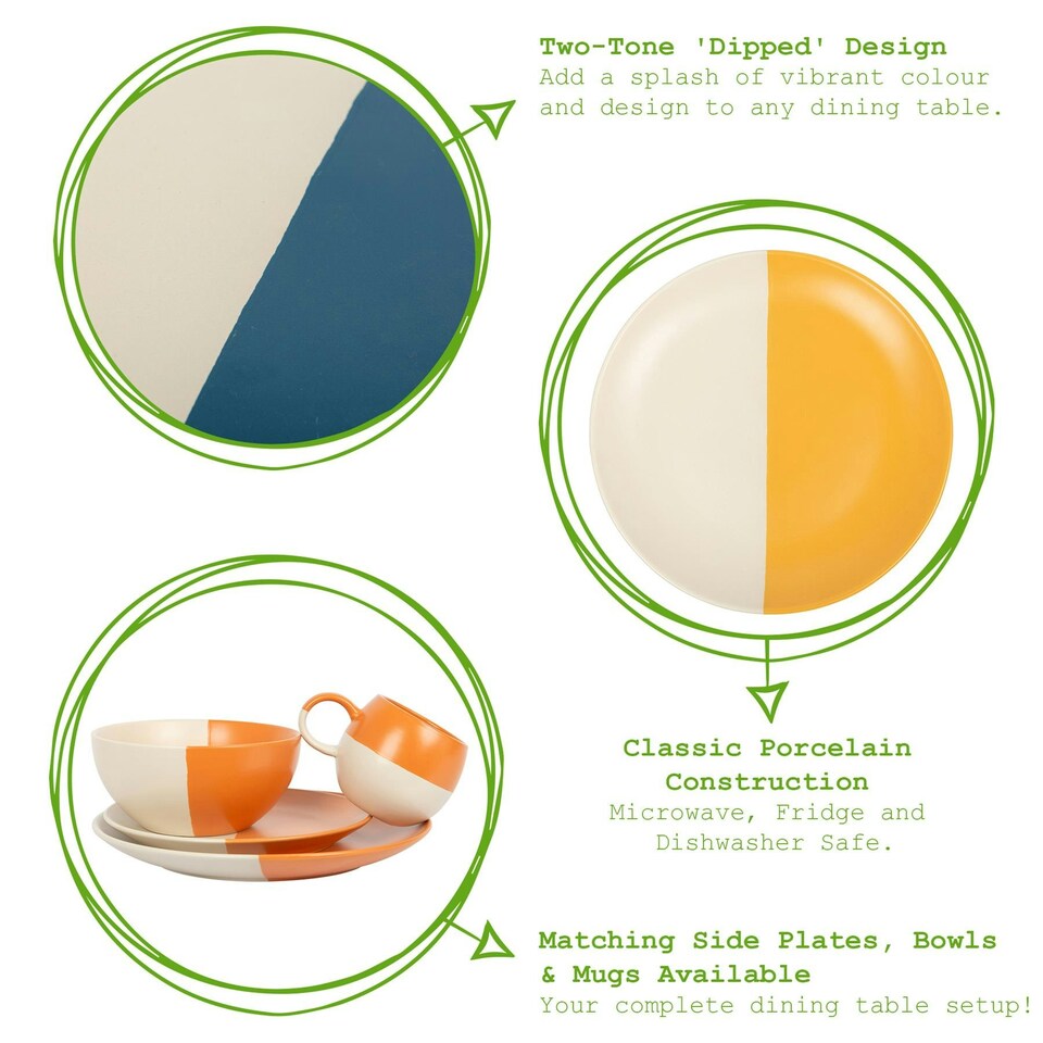 image 1 of Nicola Spring Dipped Stoneware Dinner Plates - 26.5cm - Burnt Orange - Pack of 4 Orange