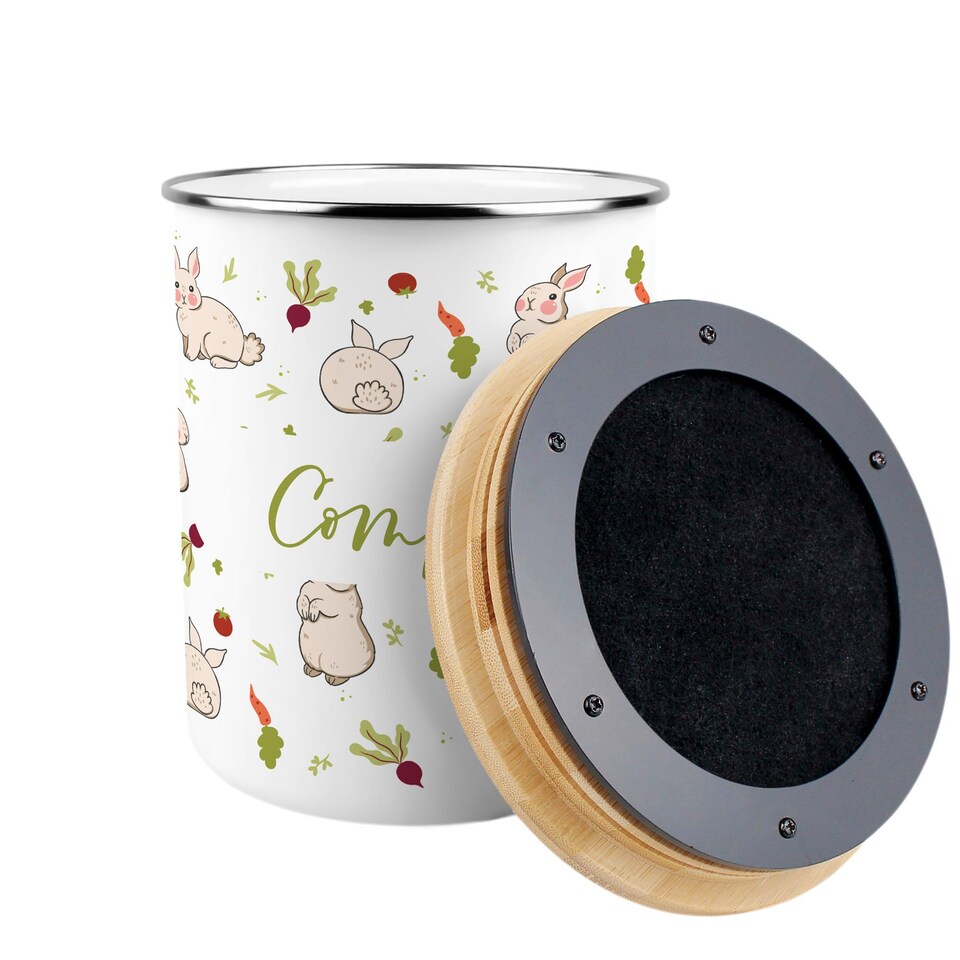 image 1 of Allotment Rabbits Compost Caddy - Metal 2L Decorative Kitchen Food Waste Bin