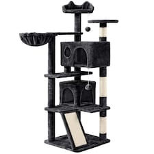 Yaheetech 146 cm Multilevel Indoor Cat Tree Tower for Kittens Black