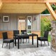 image 2 of Outsunny 4 PCs Rattan Garden Chairs with Cushion, Wicker Dining Chairs, Black