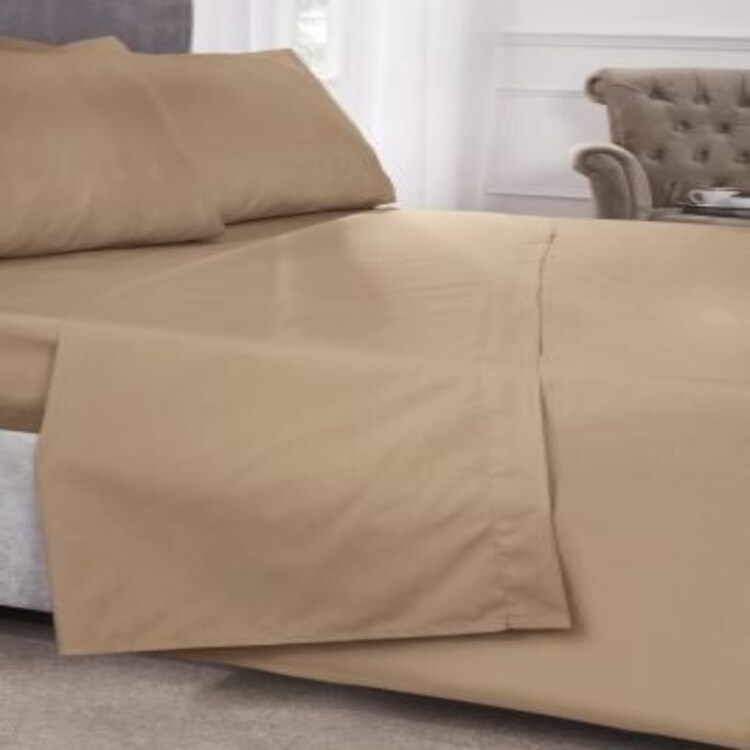 Percale Collection 180 Thread Count Percale Flat Sheet In Coffee - King