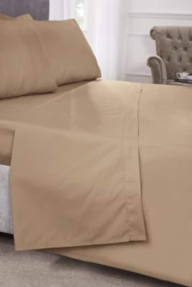 image 1 of Percale Collection 180 Thread Count Percale Flat Sheet in Coffee - King