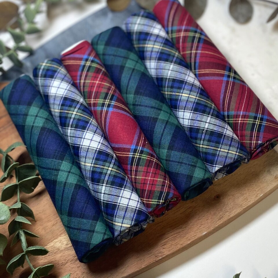 image 1 of Warwick & Vance Pack Of 6 Tartan Design Cotton Handkerchiefs
