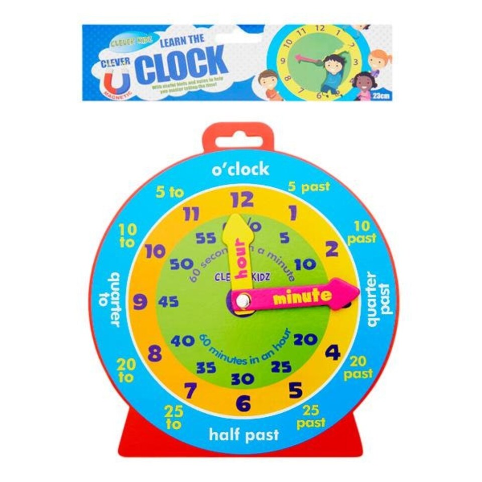 image 1 of Educational Learning Time 23cm Magnetic Clever Clock by Clever Kidz