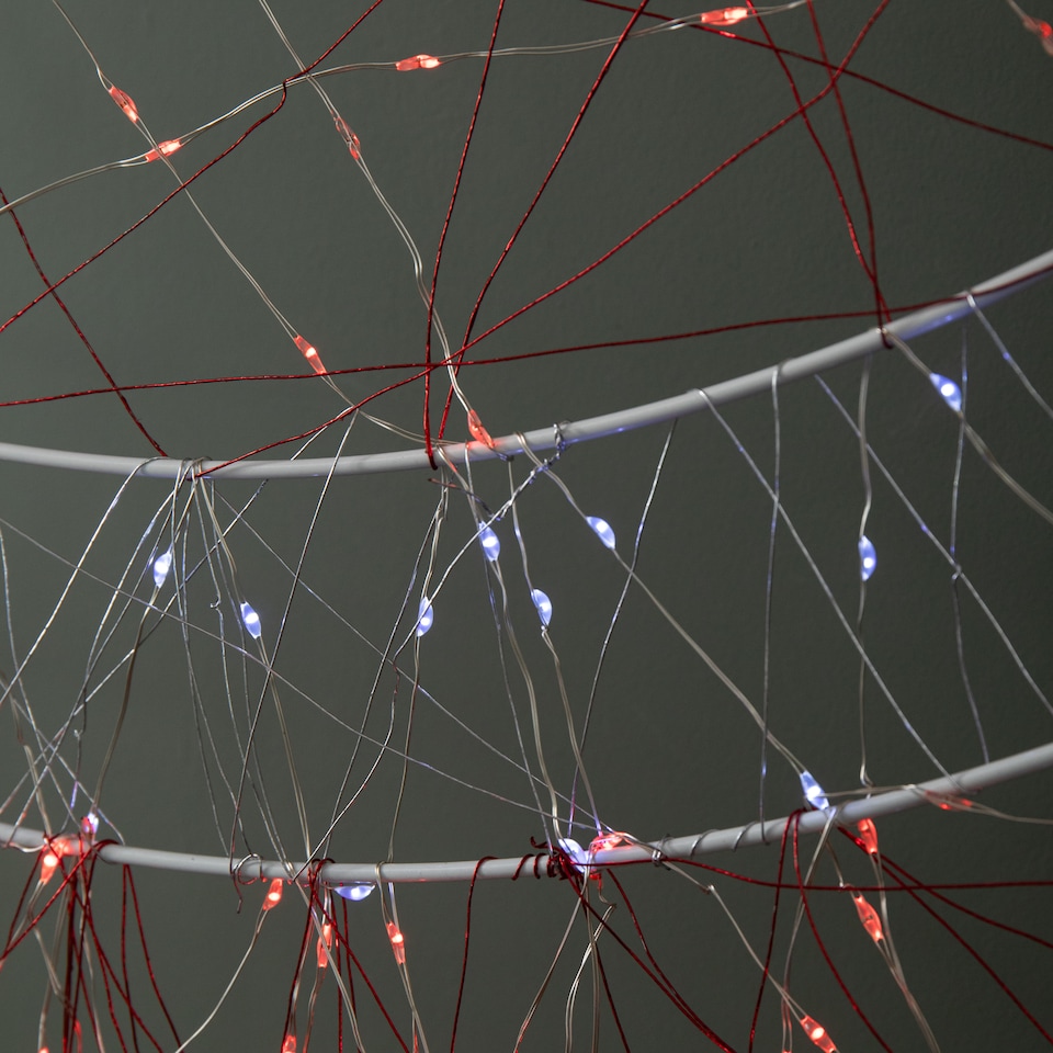 image 1 of 52cm x 42cm Light up Christmas Ball Dewdrop Silhouette with Twinkling Red and White LEDs