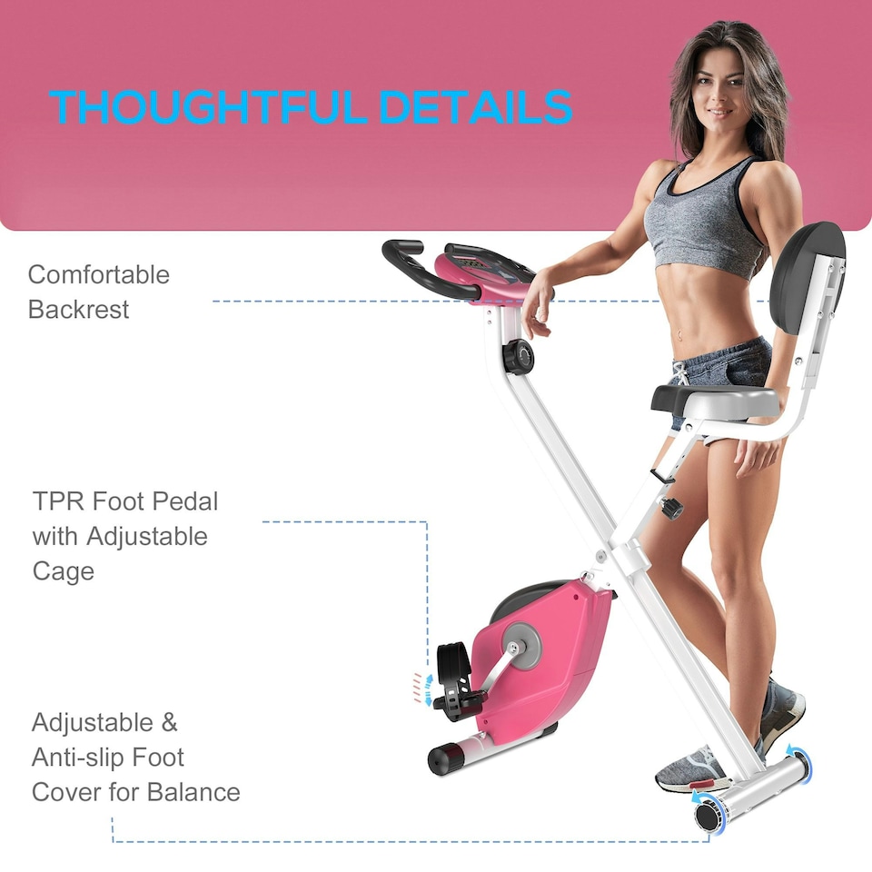 image 1 of HOMCOM Magnetic Resistance Exercise Bike Foldable LCD Adjustable Seat Grey