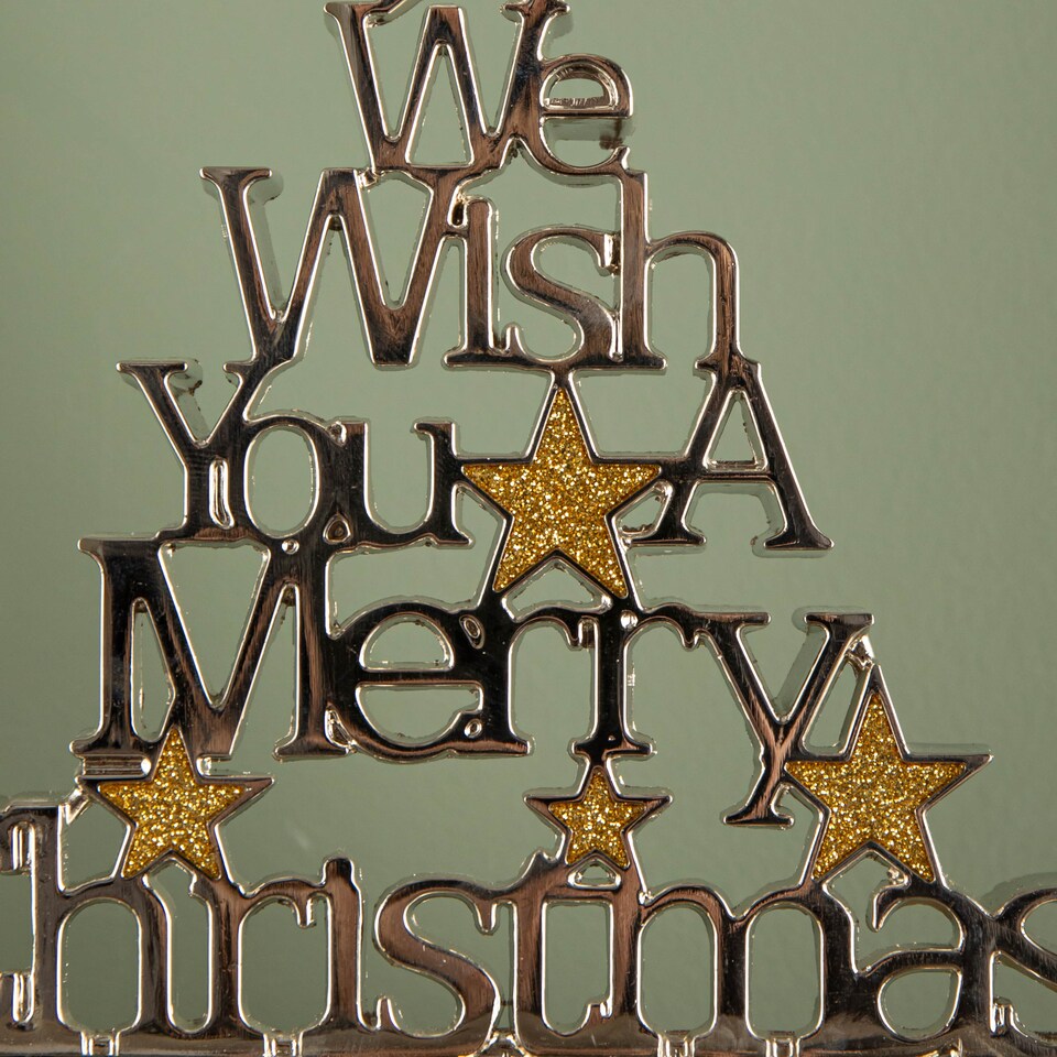 image 1 of 22cm Silver Christmas Stocking Hanger - We Wish You a Merry Christmas