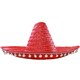 image 1 of Pack of 3 Red Mexican Sombrero with Pom Pom Edging Red | One Size