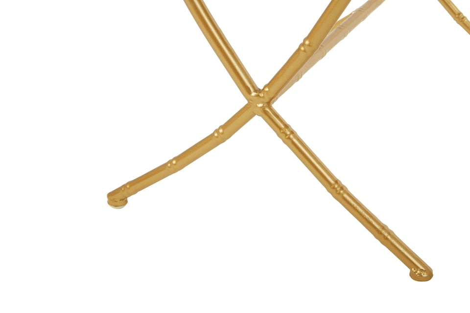 image 1 of Set Of 2 Bamboo Design Side Tables,Rectangular Nesting Table,Luxe Gold Finish Bedside Table,Accent Tables | Gold