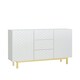 image 1 of White Sideboard with Diamond Pattern Fronts and Gold Legs – 140cm White
