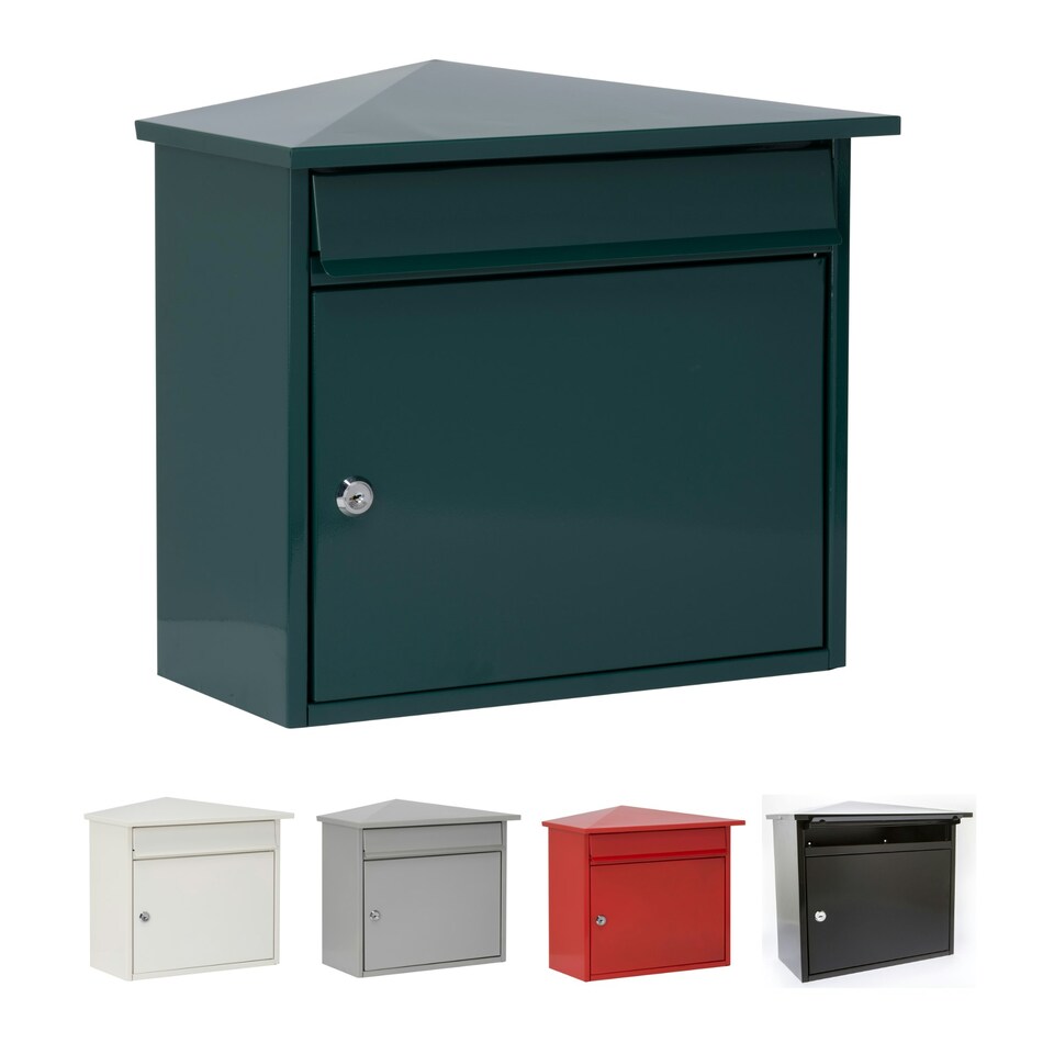 image 1 of Burg-Wachter Mersey Large Wall Mounted Galvanised Steel Post Box - 36x35x20cm Green