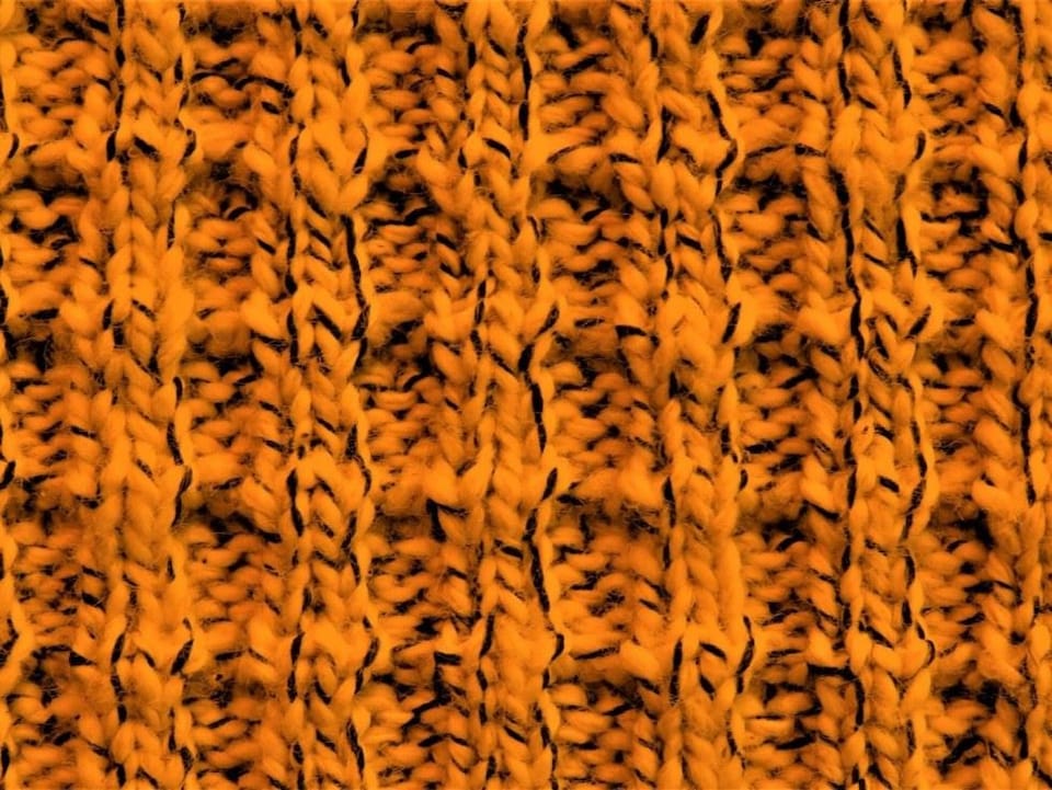 Orange Waffle Tweed Cotton Sweater Knit Stretch Fabric for Dressmaking, 145cm / 57" Wide - per metre