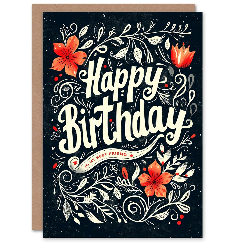 image 1 of Best Botanical Floral Design Woman Her Birthday Card