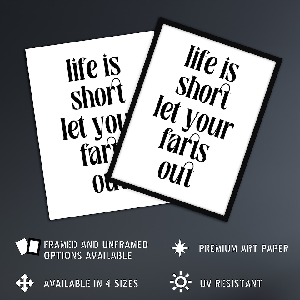 image 1 of Life Is Short Let Your Farts Out Modern Funny Wall Art Print 12x16 In