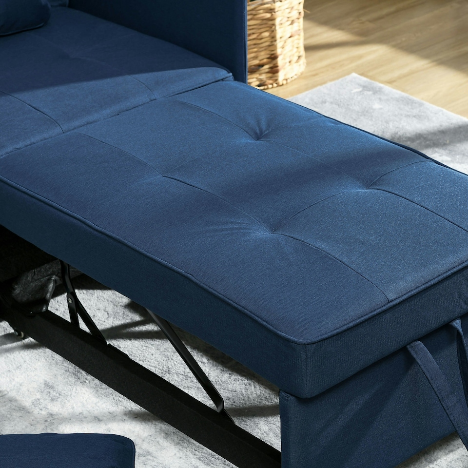 image 1 of HOMCOM Folding Sleeper Sofa Bed Chair with Pillows, Pocket, Blue
