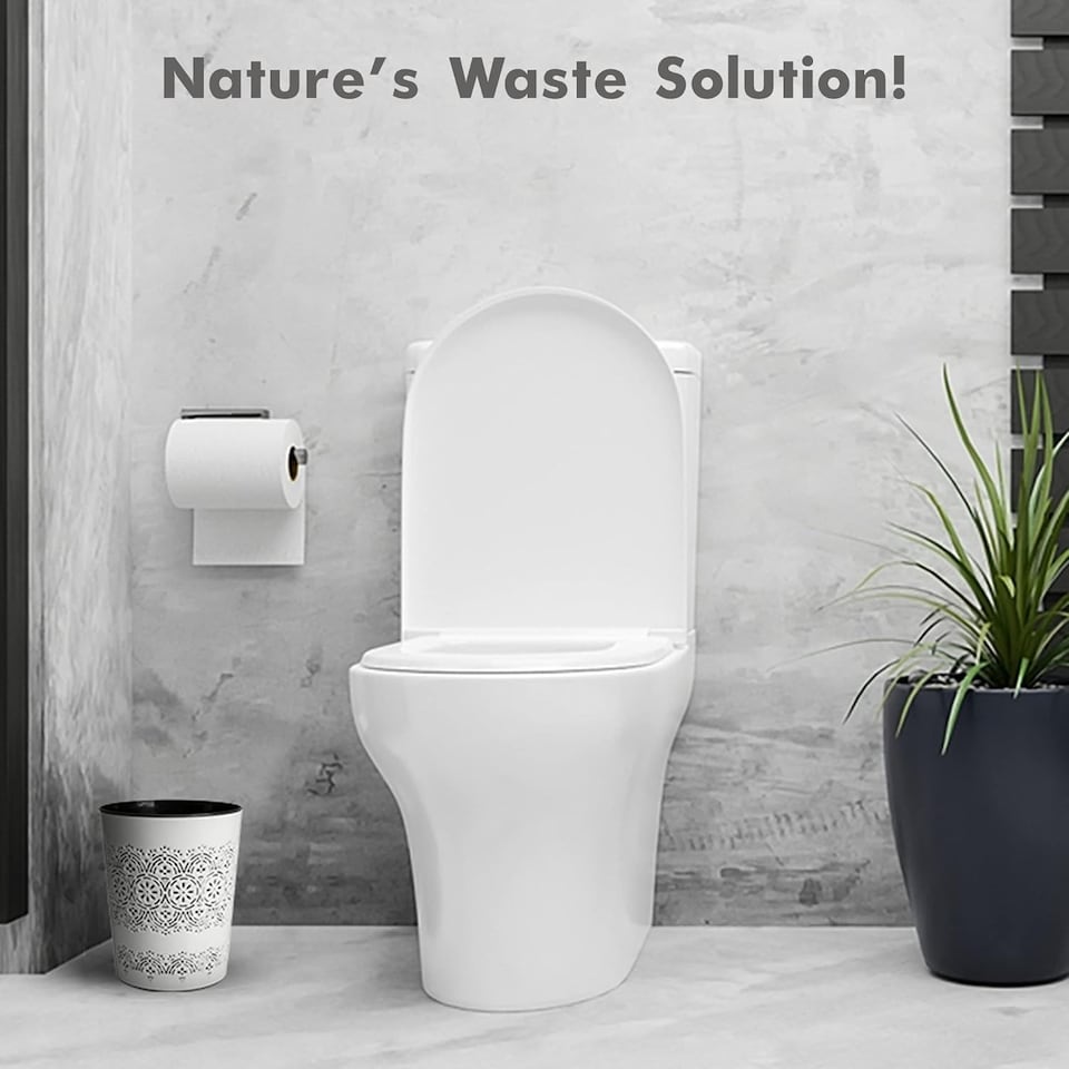 image 1 of Blue Canyon White Flora 9L Waste Bin Stylish Plastic Rubbish Container for Office Kitchen Bathroom and Home Use