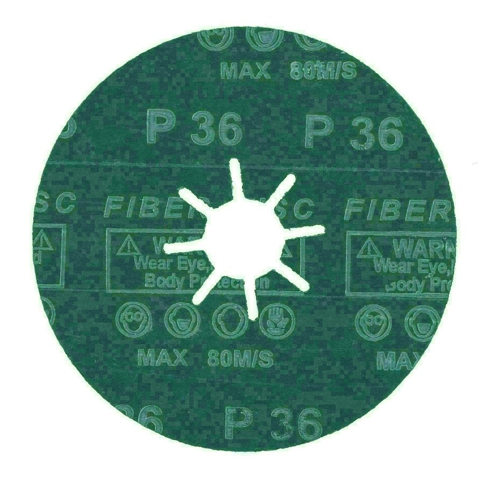 image 1 of 115mm 36 Grit Fibre Zirconium Abrasive Discs Sanding Grinding 50pc with Holder