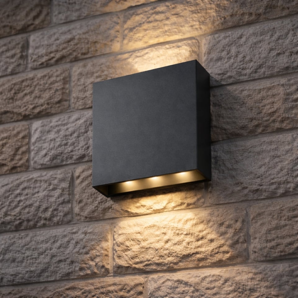 image 1 of CGC SIAN Dark Grey Rectangle Outdoor LED Wall Light | Grey | Dark Grey