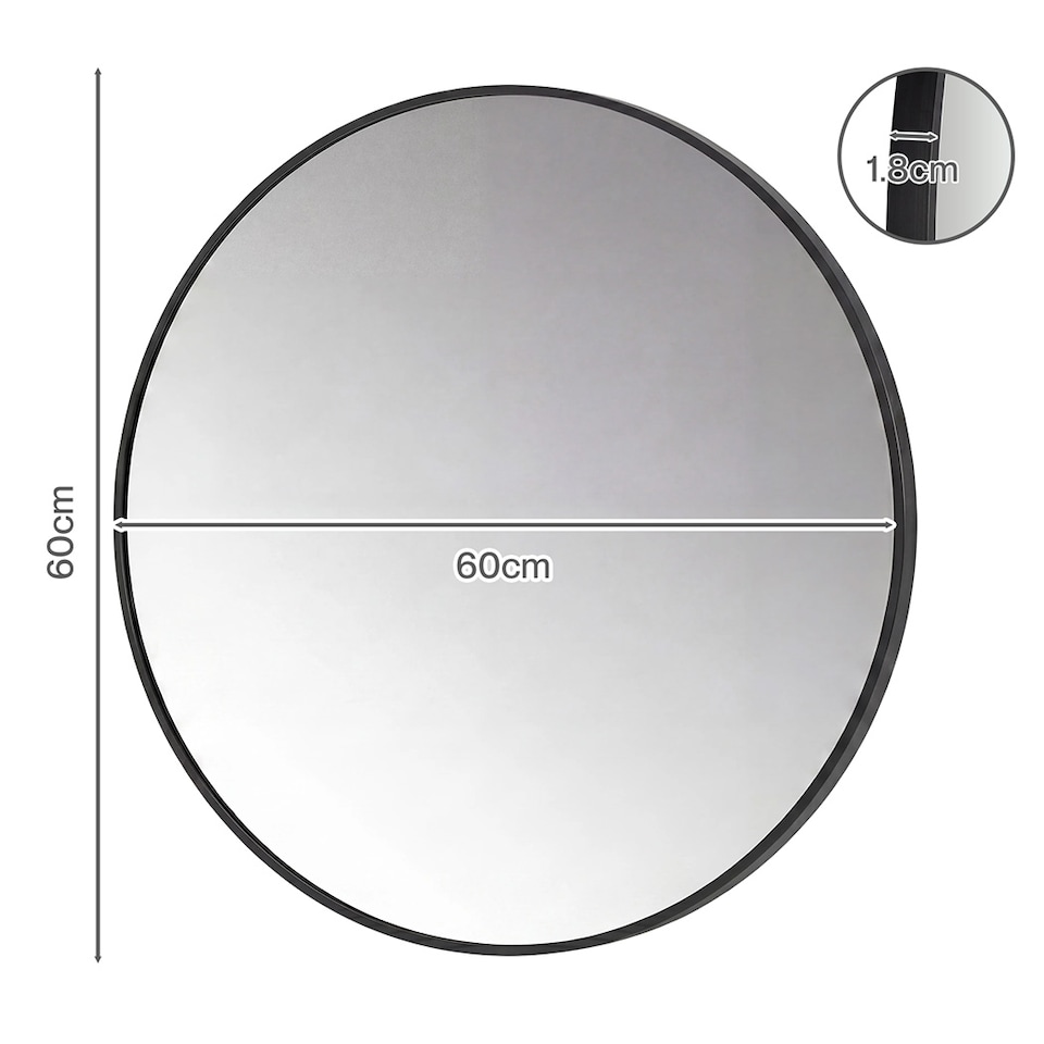 image 1 of Yezi Wall Mirror Round Mirror Tempered Glass HD Explosion-proof Bathroom 60cm