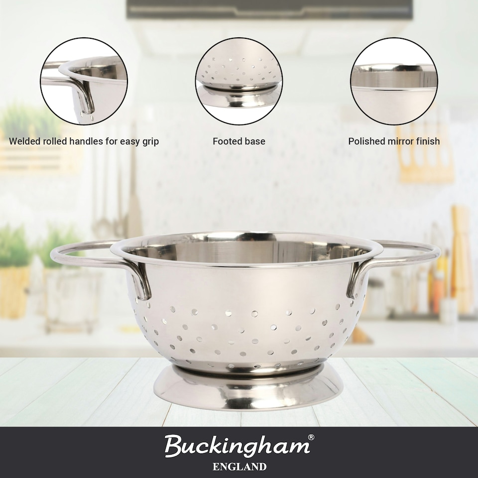image 1 of Buckingham Hemisphere Colander / Strainer Stainless Steel 4 Litre / 24  cm