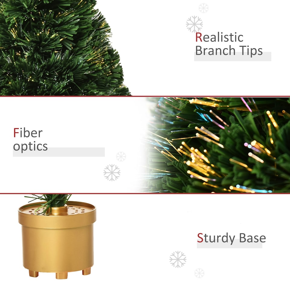 image 1 of HOMCOM 2FT Prelit Artificial Christmas Tree Fiber Optic LED Light Decoration
