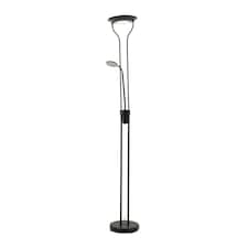 ValueLights Beata Black Integrated LED Uplighter Floor Lamp with Task Reading Side Lamp | Black