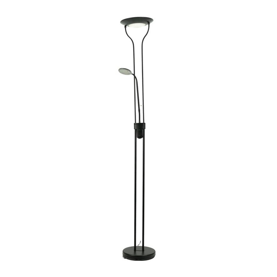 image 1 of ValueLights Beata Black Integrated LED Uplighter Floor Lamp with Task Reading Side Lamp | Black