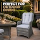 image 6 of 1pc Rattan Garden Dining Chair Grey Outdoor Patio Chairs with Cushion, Weatherproof Wicker Furniture