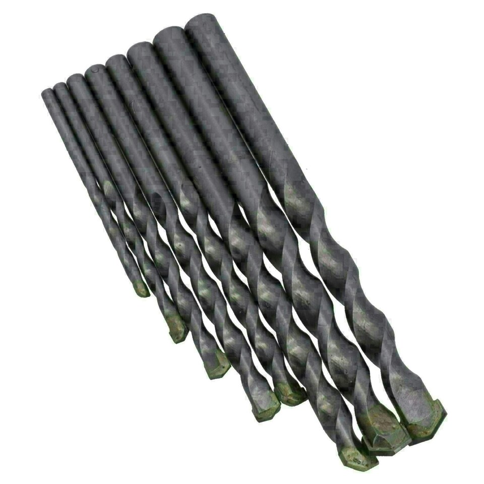image 1 of Masonry Twist Drill Bit Set 8pc Metric & Imperial Size Metal Wood Brick 3mm - 10mm
