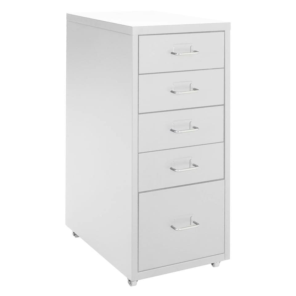 image 1 of Living and Home File Cabinet with Wheels - 5 Drawers White