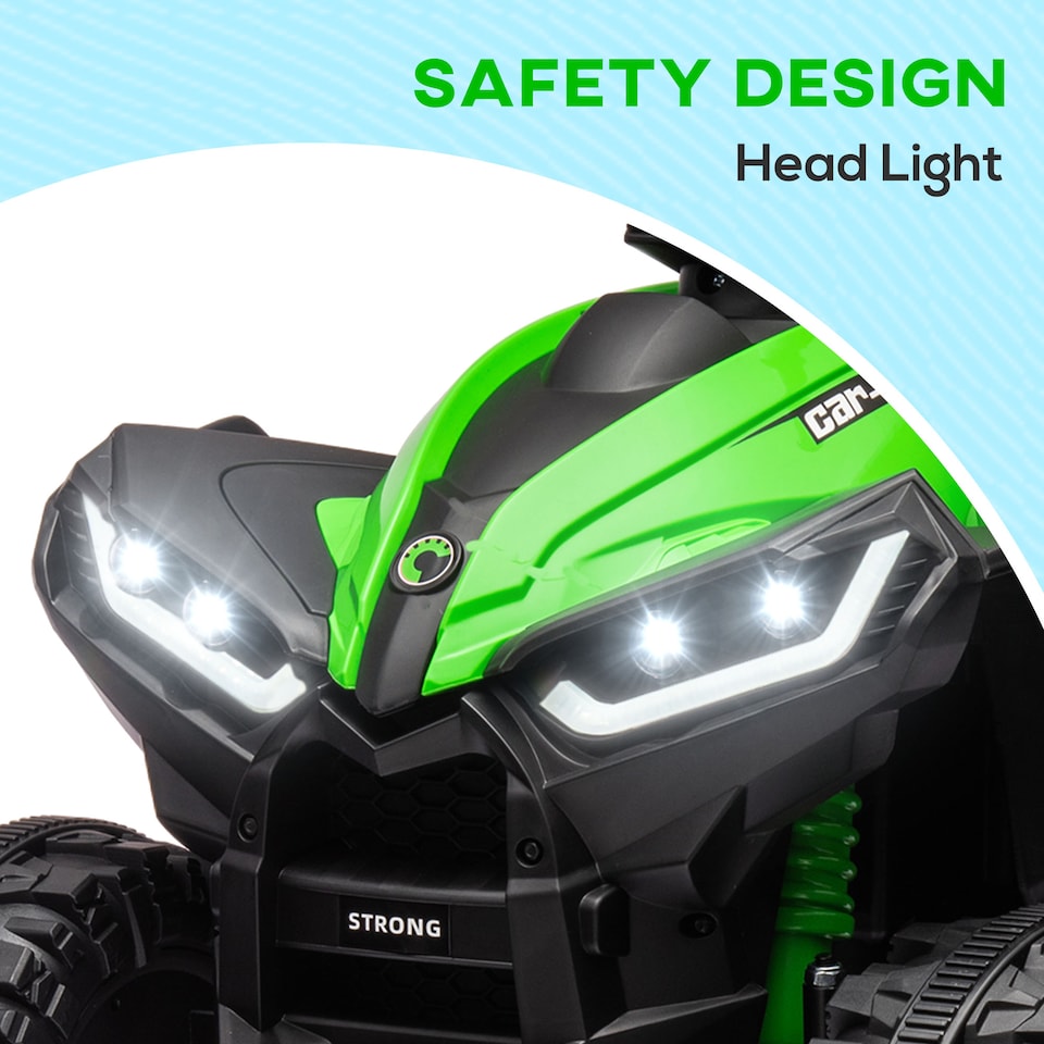 image 1 of HOMCOM 12V Electric Quad Bike for Kids, Ride-On Car ATV Toy, Music, Green