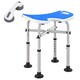 image 1 of HOMCOM Height Adjustable Shower Stool with Suction Grab Rail, Aluminium Shower Chair with U-Shaped Padded Seat, Non-Slip Bath Stool for Elderly, Disabled, Seniors, Pregnant, Dark Blue | Blue