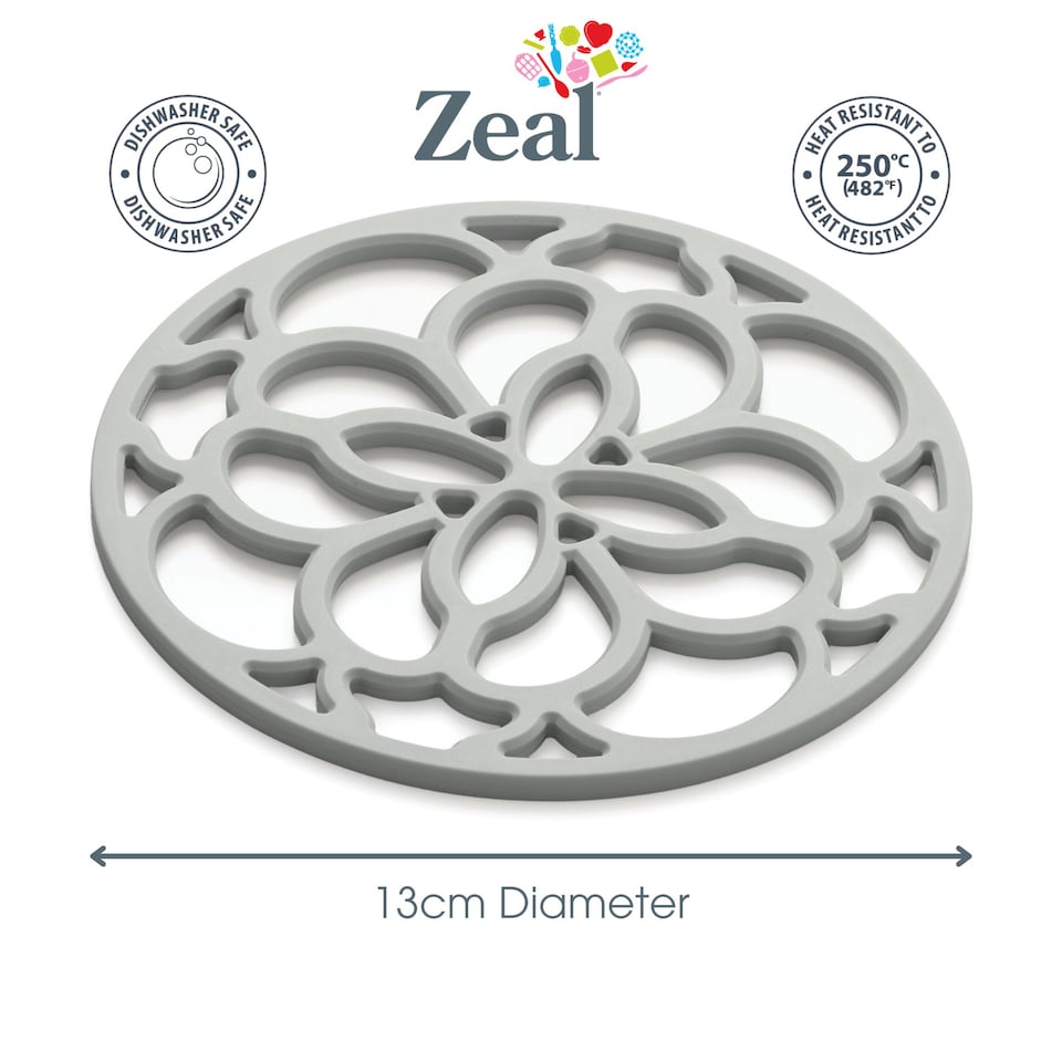 image 1 of Zeal Mini Silicone Heritage Circular Trivet, 13cm, French Grey