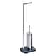 image 2 of Showerdrape Octavia Grey Marble & Chrome Toilet Roll Holder & Toilet Brush Combination