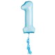image 2 of Blue '1' Foil 40" Balloon & Tassels