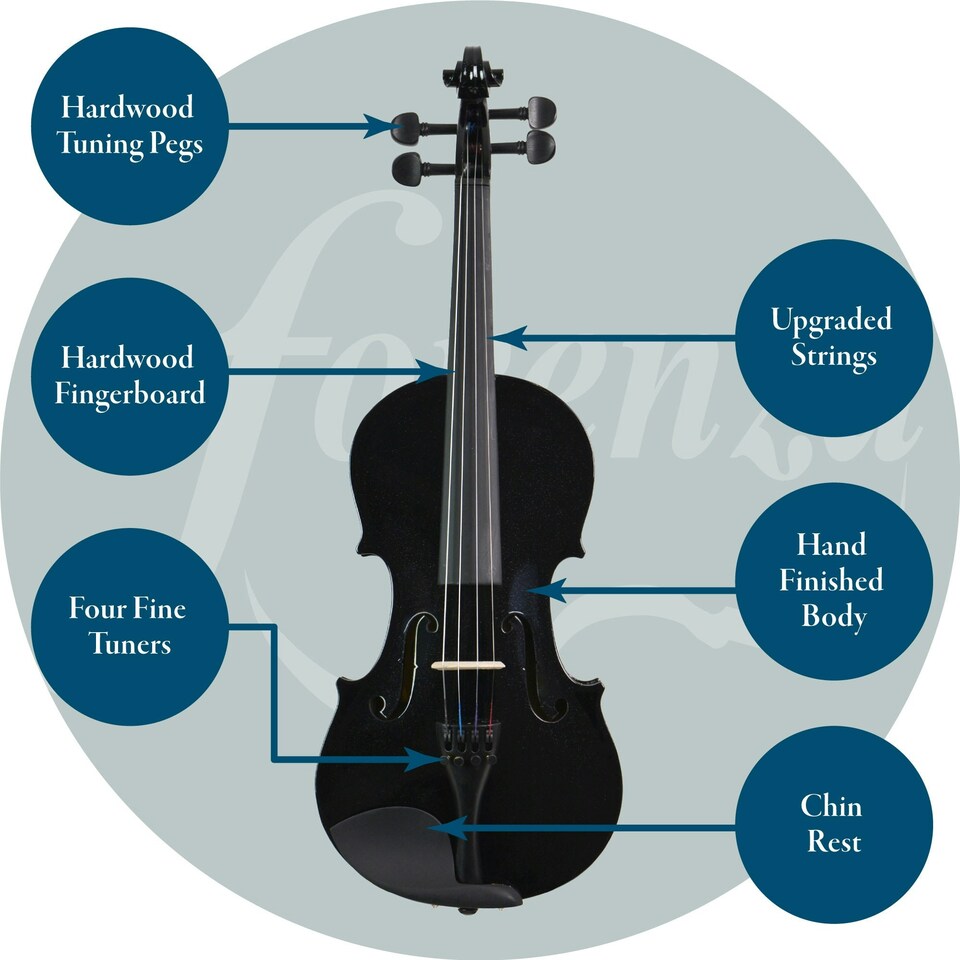 image 1 of Forenza Uno Series Full Size Black Violin Outfit