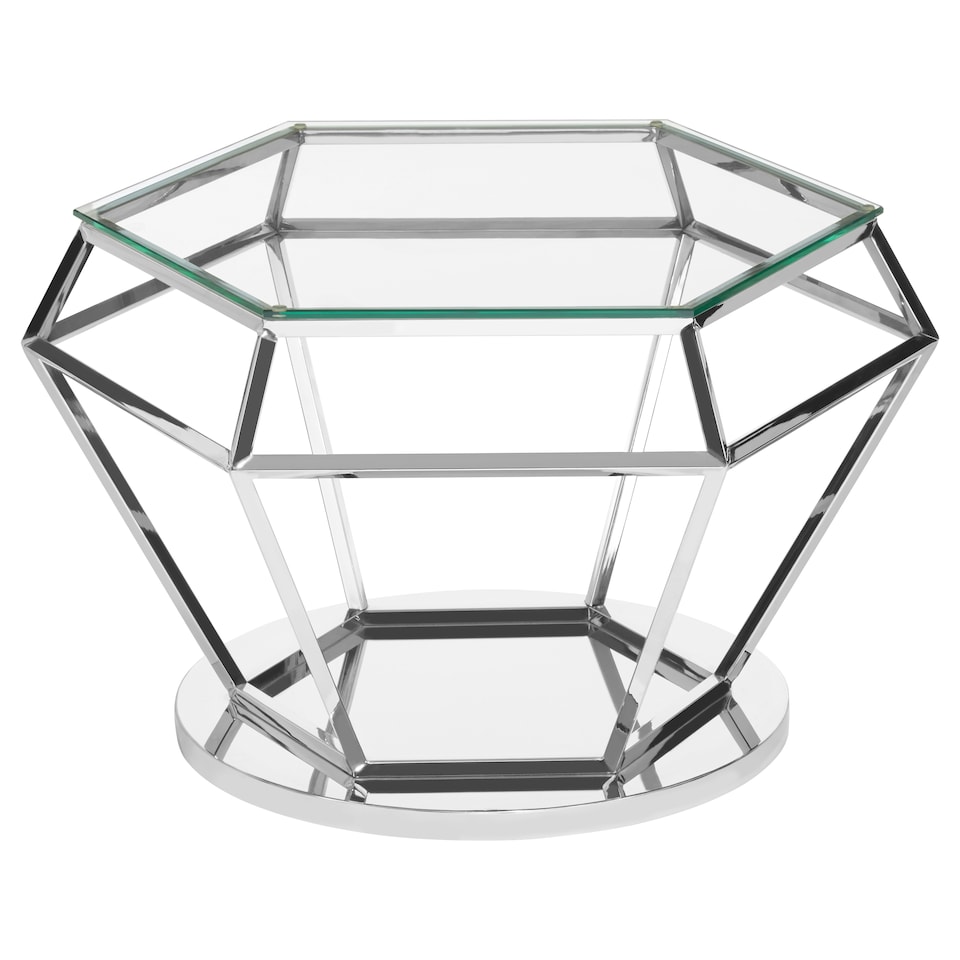 image 1 of Interiors By Premier Contemporary Silver Finish Diamond Design End Table, Elegant End Table, Stainless Steel Frame Bedside Table Silver