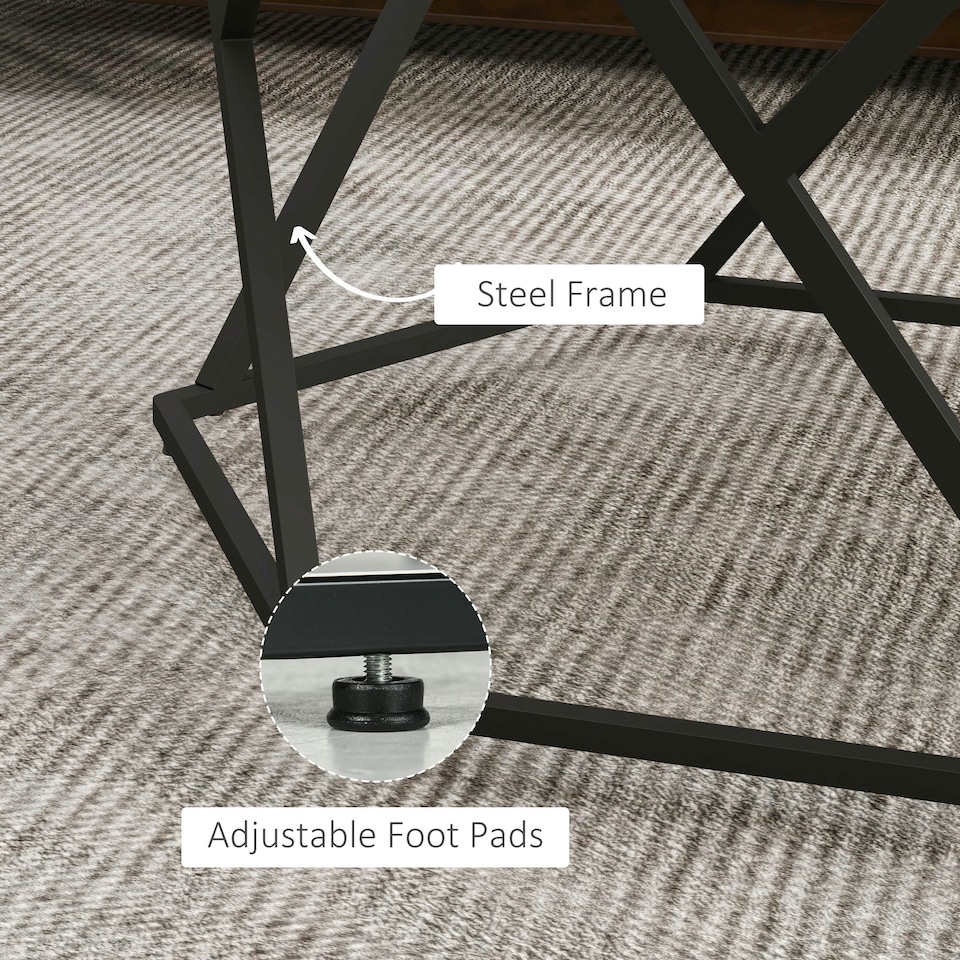 image 1 of HOMCOM Coffee Table Cocktail Table with High Gloss Marble Top Steel Frame White White
