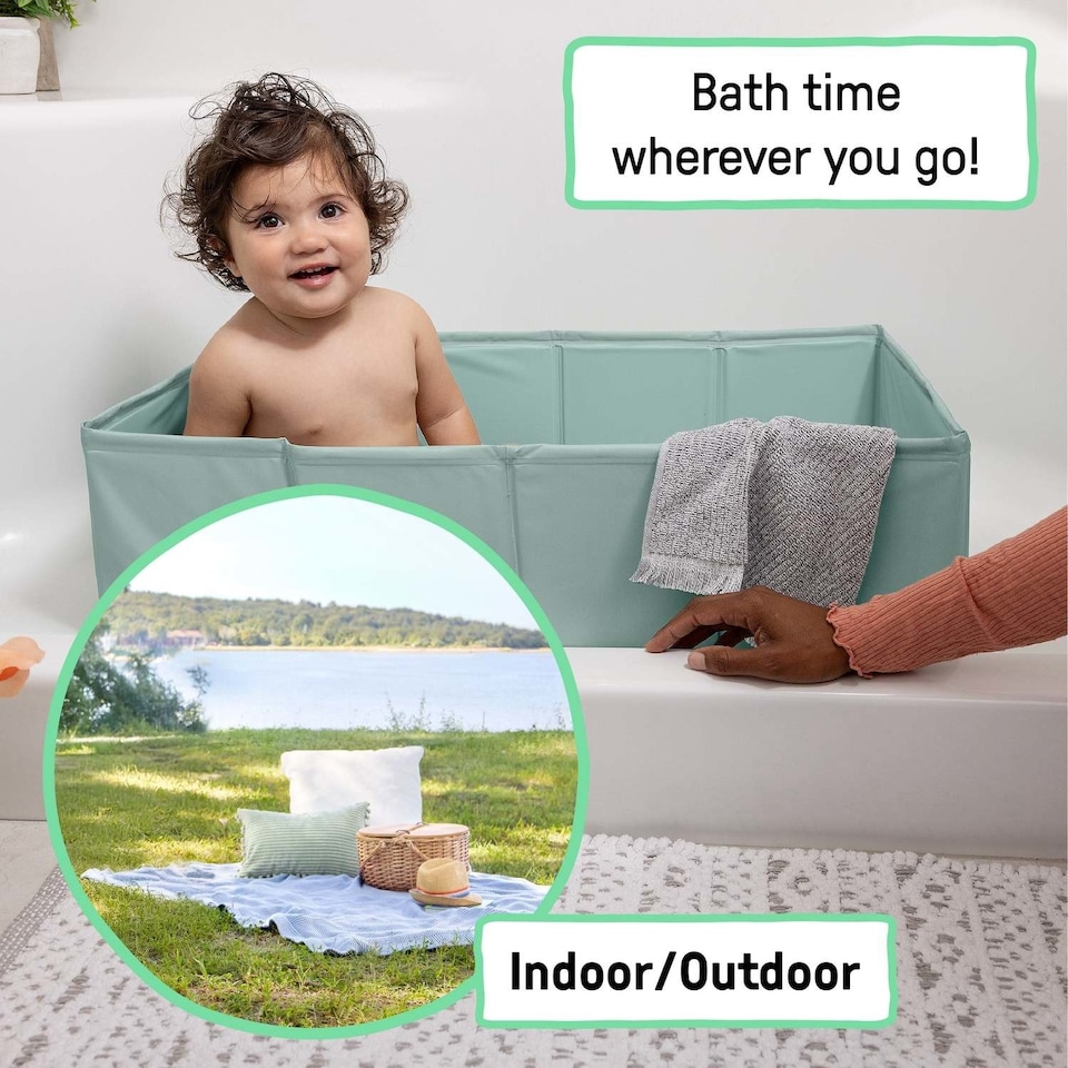 image 1 of Ingenuity Tuckaway Toddler Tub, Converts Shower to Tub, Folds to Store, Easy to Clean, No Assembly Required, 12M-5Y